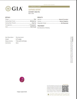 GIA Certified Natural Red-Purple Sapphire | 2.17 Carats Oval Mixed Cut | Unheated-Saleh Sallom