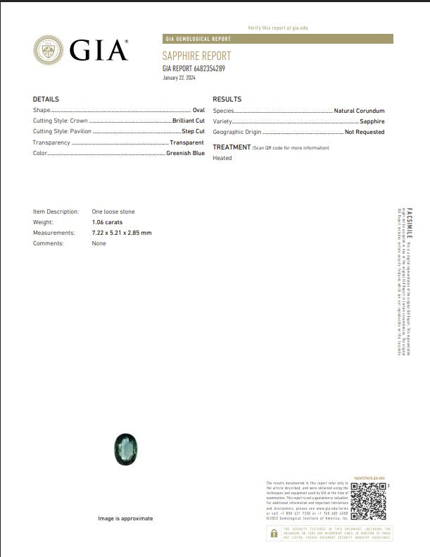 GIA Certified Natural Greenish Blue Sapphire | 1.06 Carat Oval Mixed Cut | Luxury Gemstone-Saleh Sallom