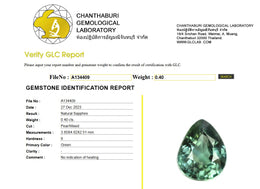 GLC Certified Natural Green Sapphire | 0.40 Carat Pear Mixed Cut | No Indication of Heating-Saleh Sallom
