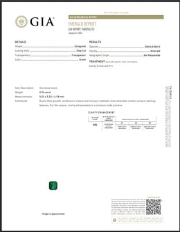 GIA Certified Natural Emerald | 0.96 Carat Octagonal Step Cut | Classic Green Fine Gemstone-Saleh Sallom