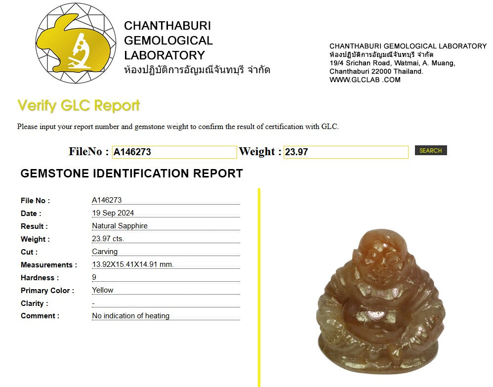 23.97 Ct Natural Unheated Yellow Sapphire Buddha Carving | Certified Sapphire Sculpture | Collector Gemstone Artwork