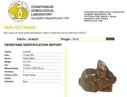 73.13 Ct Natural Purple-Orange Agate Rabbit Carving | Certified Agate Sculpture | Collector Gemstone Artwork