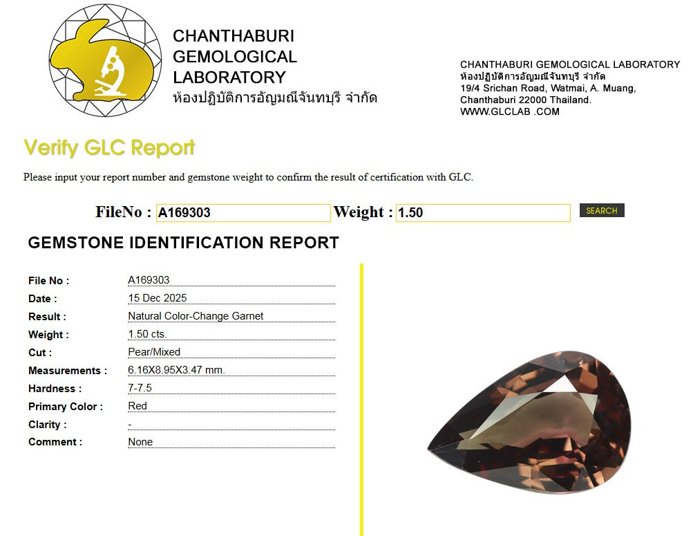 1.50 Ct Natural Color-Change Garnet | Rare Pear Cut Garnet | Collector Gemstone-Saleh Sallom