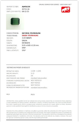 3.03 Ct Natural Green Tourmaline | Emerald-Cut Green Tourmaline | Elegant Octagon Step Cut Gemstone