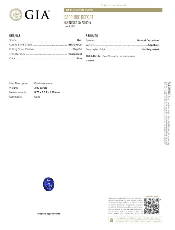 3.00 Ct Natural Blue Sapphire | GIA Certified Heated Sapphire | Fine Oval Cut Gemstone