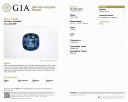 6.25 Ct Natural Unheated Blue Spinel | GIA Certified Blue Spinel | Cushion Cut Collector Gemstone