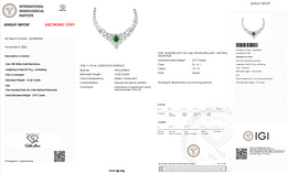 Natural Emerald & 2.97 CT Diamond Statement Necklace in 18K White Gold