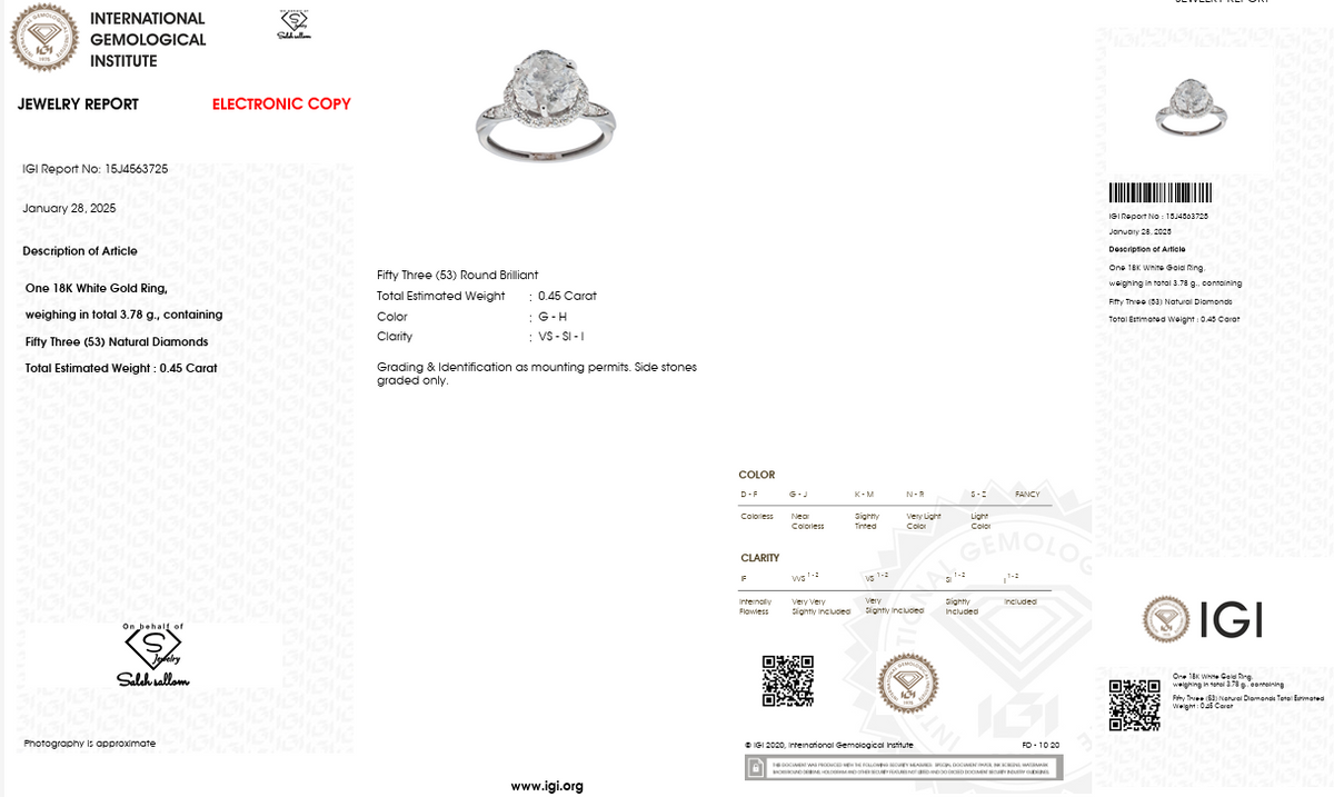 Natural Diamond Halo Engagement Ring | 2.83 CT Center Diamond | 3.28 CT Natural Diamonds | 18K White Gold | IGI & IGL Certified | Saleh Sallom