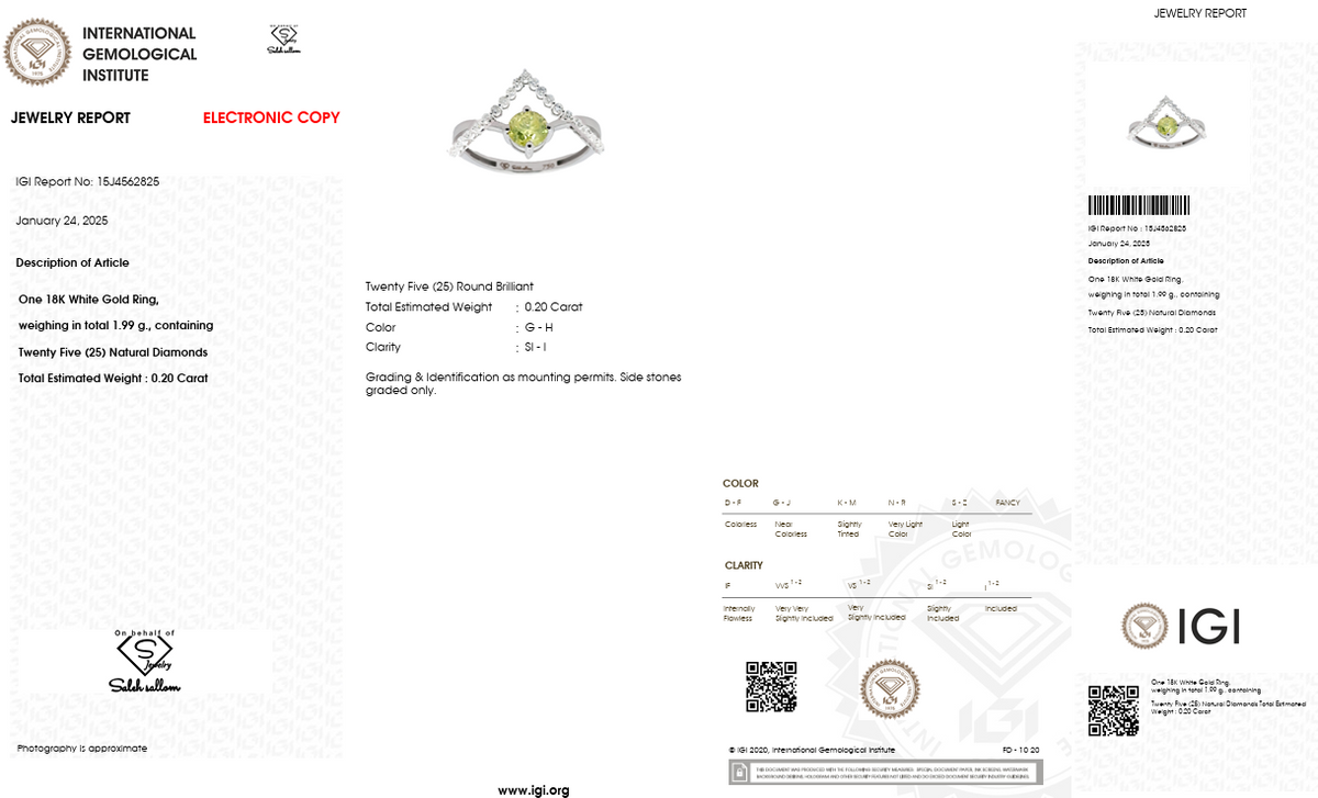 Natural Peridot & Diamond Split Shank Ring in 18K White Gold | 0.20 CT Natural Diamonds | 0.53 CT Natural Peridot