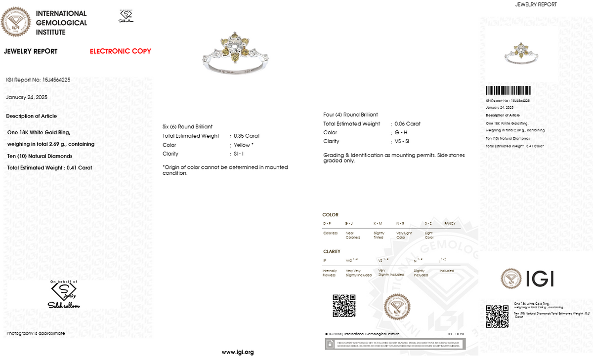 Natural Diamond Floral Halo Ring | 0.41 CT Center Diamond | 0.76 CT Natural Diamonds | 18K White Gold | IGI Certified | Saleh Sallom
