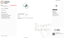 Natural Blue Diamond Two-Stone Infinity Ring | 0.80 CT Natural Diamonds | 18K White Gold | IGI Certified
