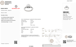 IGI Lab Grown Diamond Halo Engagement Ring | 0.48 CT Lab Diamond | 18K White Gold