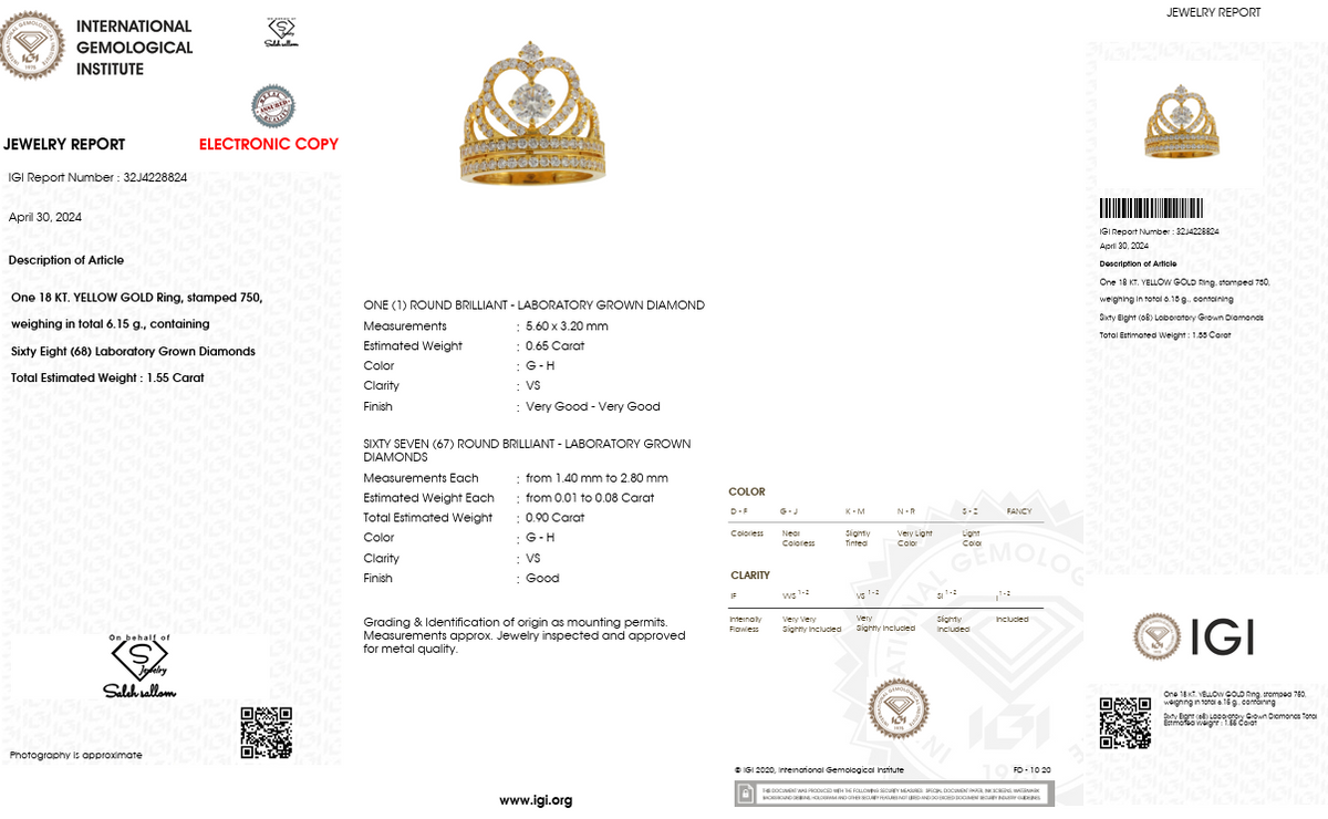 Lab-Grown Diamond Bridal Ring Set | 0.90 CT Lab-Grown Diamonds | 18K Yellow Gold | Saleh Sallom Jewelry