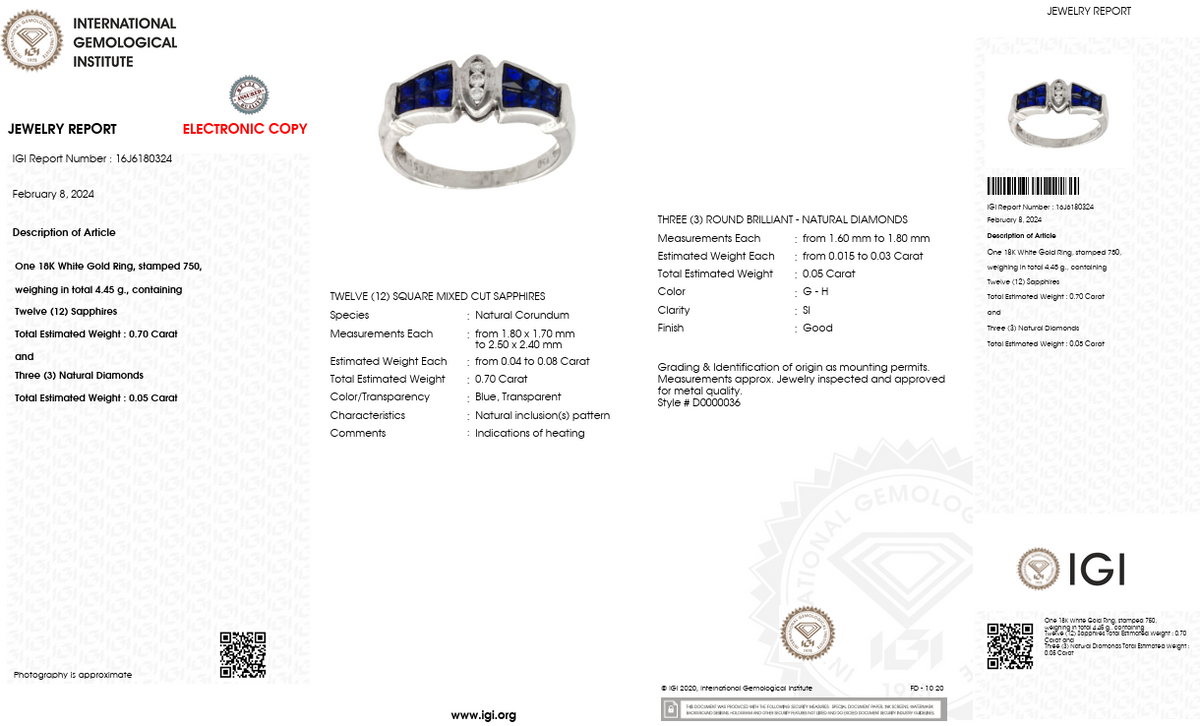 Natural Sapphire & Diamond Ring | 0.70 CT Natural Sapphire | 0.05 CT Natural Diamonds | 18K White Gold | Saleh Sallom Jewelry