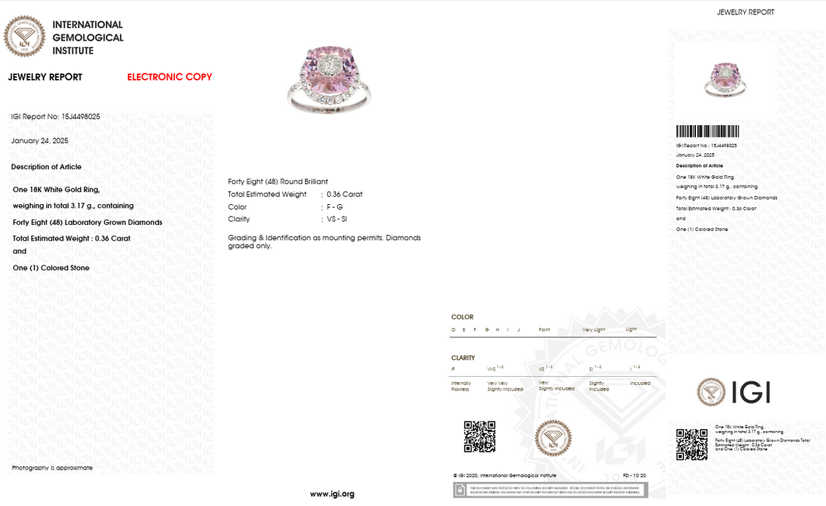 Lab-Grown Diamond Halo Ring | 7.36 CT Morganite | 0.36 CT Lab-Grown Diamonds | 18K White Gold | Saleh Sallom Jewelry