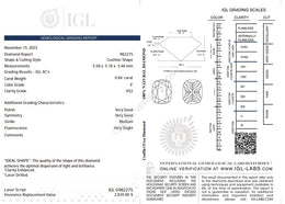 0.84 Carat Natural Cushion Diamond – F Color, VS2 Clarity | IGL Certified