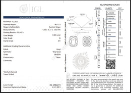0.88 Carat Natural Cushion Diamond – G Color, SI1 Clarity | IGL Certified