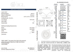 1.68 Carat Natural Princess-Cut Diamond – I Color, VS1 Clarity | IGL Certified