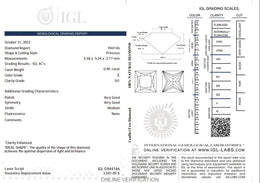 0.90 Carat Natural Princess-Cut Diamond – E Color, SI1 Clarity | IGL Certified
