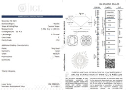0.73 Carat Natural Cushion-Cut Diamond – E Color, VS2 Clarity | IGL Certified