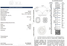 2.00 Carat Natural Cushion-Cut Diamond – D Color, SI1 Clarity | IGL Certified