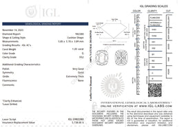 1.20 Carat Natural Cushion-Cut Diamond – G Color, VS2 Clarity | IGL Certified