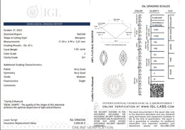 1.04 Carat Natural Marquise-Cut Diamond – J Color, SI1 Clarity | IGL Certified