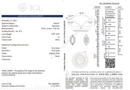 0.80 Carat Natural Marquise-Cut Diamond – G Color, VVS2 Clarity | IGL Certified