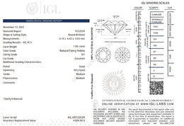 1.00 Carat Natural Fancy Yellow Diamond – Round Brilliant | SI1 Clarity | Excellent Cut | IGL Certified