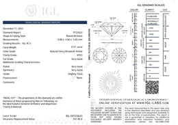 0.47 Carat Natural Fancy Brownish Yellow Diamond – Round Brilliant | VVS2 Clarity | IGL Certified