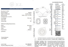 1.06 Carat J Color Natural Diamond – Cushion Shape | SI2 Clarity | IGL Certified