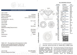 0.61 Carat E Color Natural Diamond – Round Brilliant | SI2 Clarity | IGL Certified