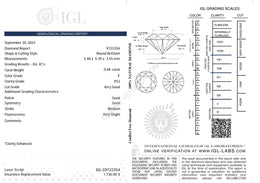 0.68 Carat F Color Natural Diamond – Round Brilliant | VS2 Clarity | IGL Certified