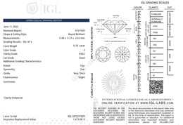 0.70 Carat J Color Natural Diamond – Round Brilliant | VVS2 Clarity | IGL Certified