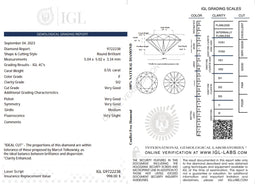 0.55 Carat F Color Natural Diamond – Round Brilliant | SI2 Clarity | IGL Certified