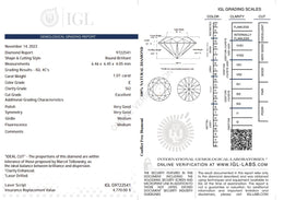 1.07 Carat E Color Natural Diamond – Round Brilliant | SI2 Clarity | Excellent Cut | IGL Certified
