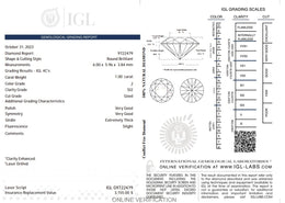 1.00 Carat J Color Natural Diamond – Round Brilliant | SI2 Clarity | IGL Certified