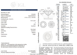 0.43 Carat J Color Natural Diamond – Round Brilliant | VS2 Clarity | Excellent Cut | IGL Certified