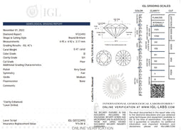 0.47 Carat D Color Natural Diamond – Round Brilliant | SI1 Clarity | IGL Certified