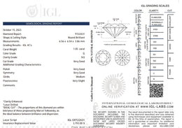 1.05 Carat G Color Natural Diamond – Round Brilliant | SI3 Clarity | Very Good Cut | IGL Certified