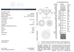 3.07 Carat G Color Natural Diamond – Round Brilliant | SI3 Clarity | Very Good Cut | IGL Certified