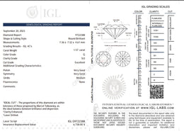 1.57 Carat Natural Diamond – Round Brilliant | G Color | SI3 Clarity | Excellent Cut | IGL Certified