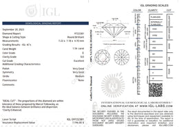 1.54 Carat Natural Diamond – Round Brilliant | E Color | SI3 Clarity | Excellent Cut | IGL Certified