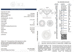 2.16 Carat Natural Diamond – Round Brilliant | E Color | SI2 Clarity | Very Good Cut | IGL Certified