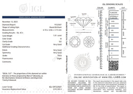 1.01 Carat Natural Diamond – Round Brilliant | H Color | SI2 Clarity | IGL Certified