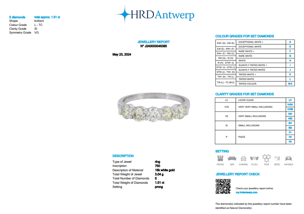 Five-Stone Diamond Ring in 18K White Gold-Saleh Sallom