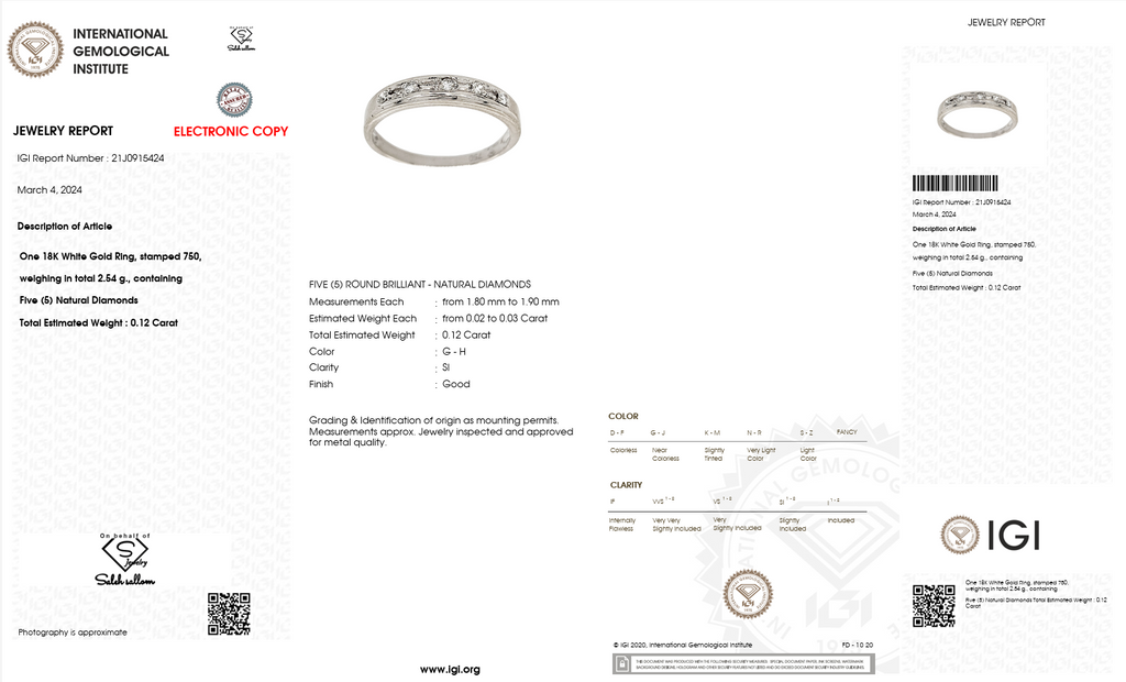 18K White Gold Diamond Band Ring – Natural Diamonds | IGI Certified-Saleh Sallom