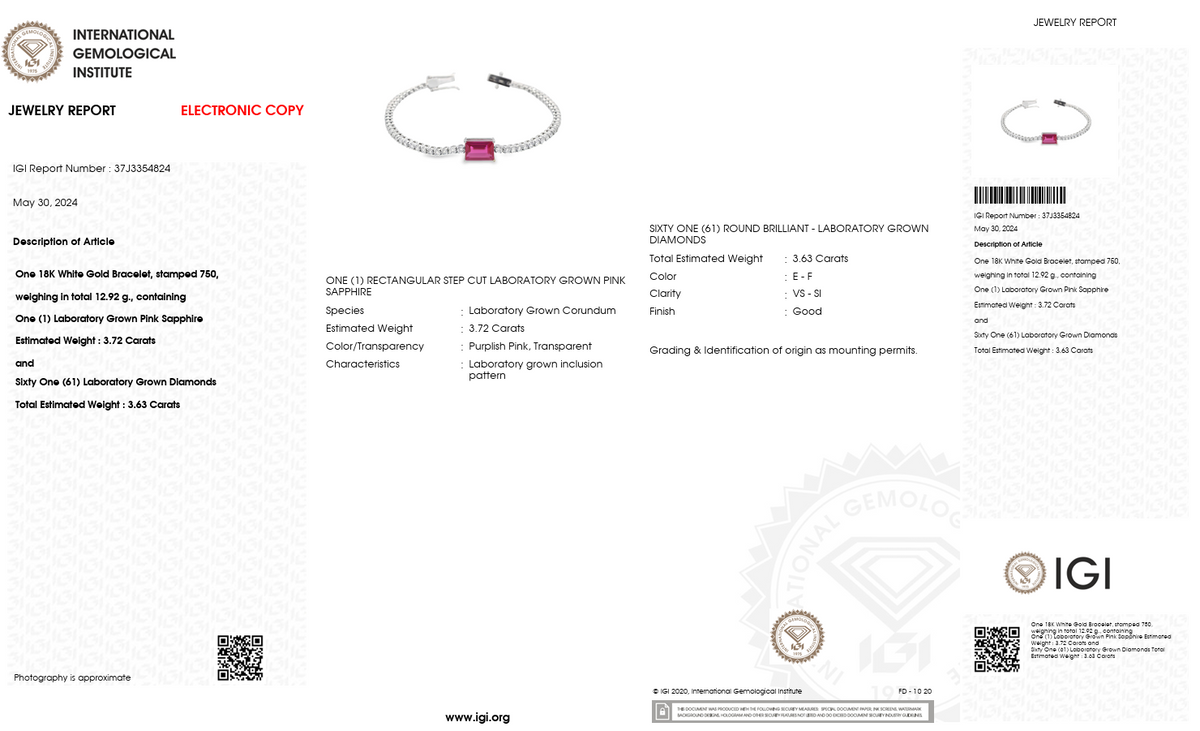 Pink Sapphire & Diamond Tennis Bracelet in 18K White Gold-Saleh Sallom