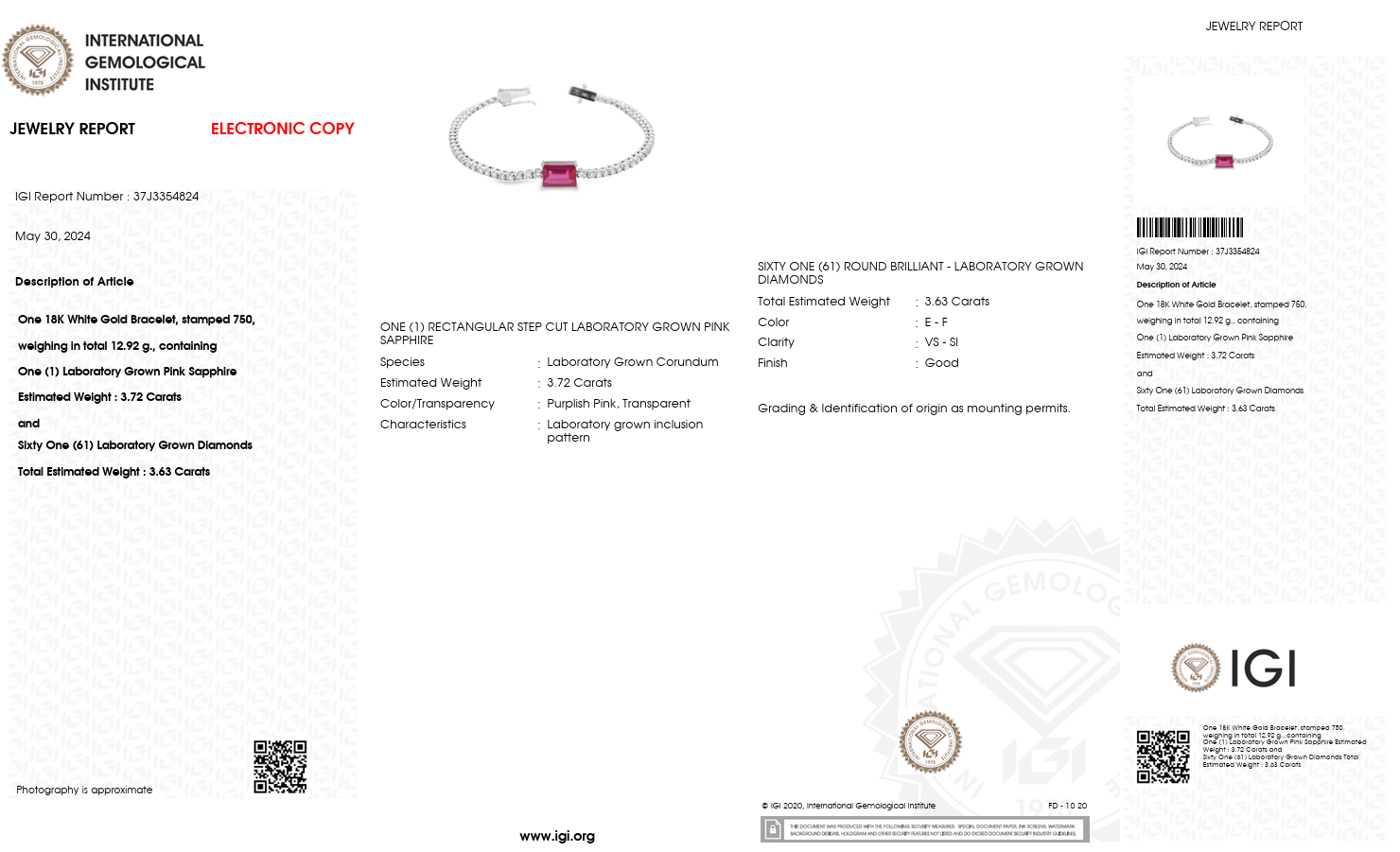 Pink Sapphire & Diamond Tennis Bracelet in 18K White Gold-Saleh Sallom