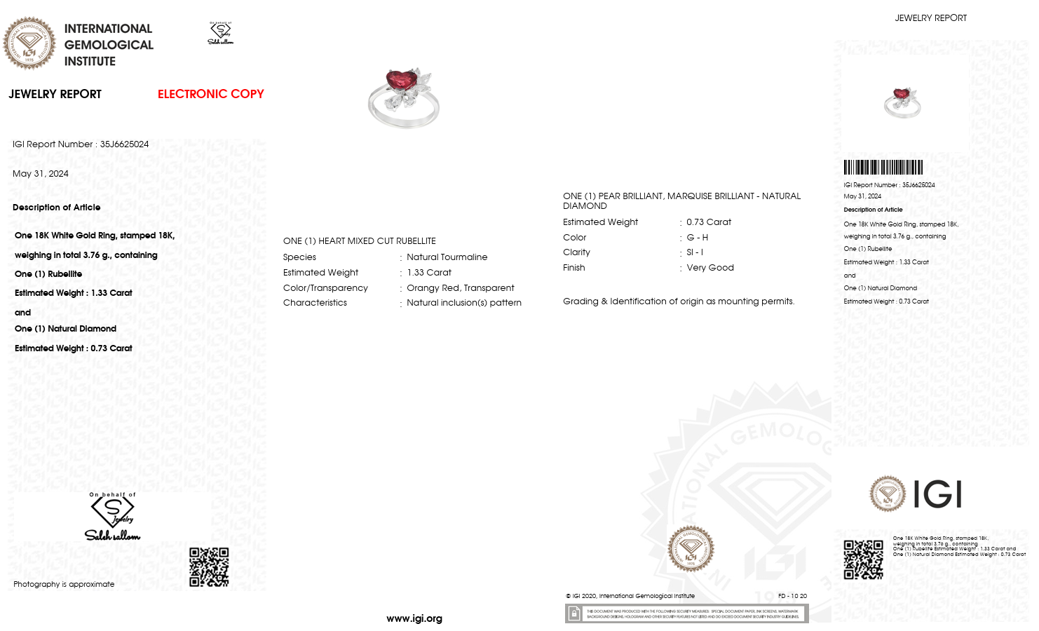 18K White Gold with Natural Diamond Accents-Saleh Sallom